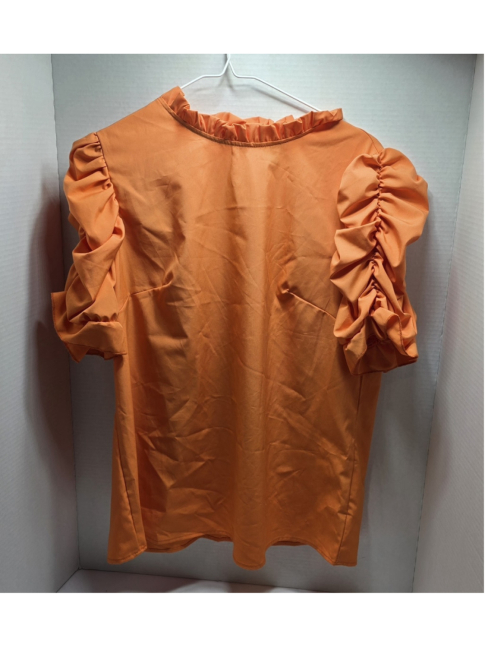 Women's Dreomp Orange Blouse Puff Sleeve